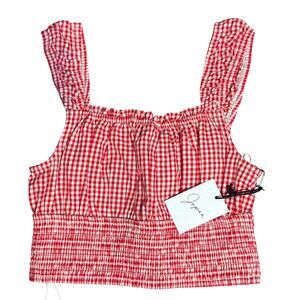 Japna Red & White Gingham Crop Top Size Medium NWT